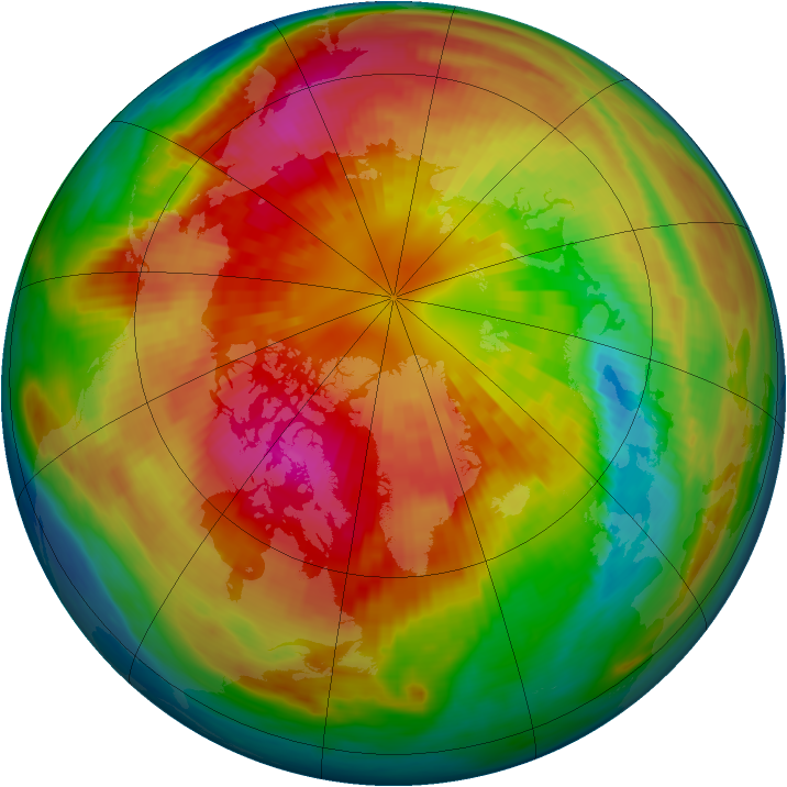 Arctic ozone map for 10 March 1985